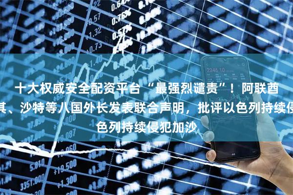 十大权威安全配资平台 “最强烈谴责”！阿联酋、土耳其、沙特等八国外长发表联合声明，批评以色列持续侵犯加沙